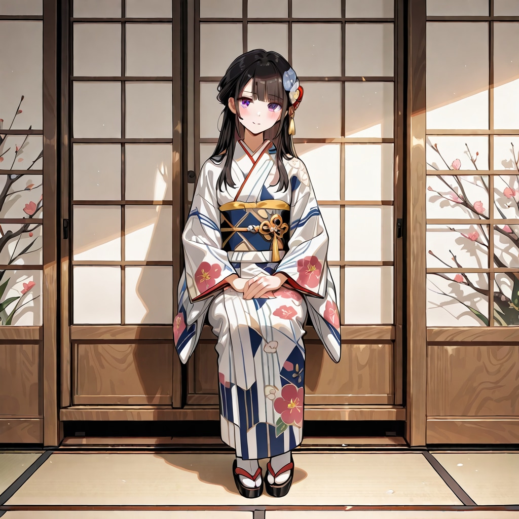 「日本の着物美人」の全身写真