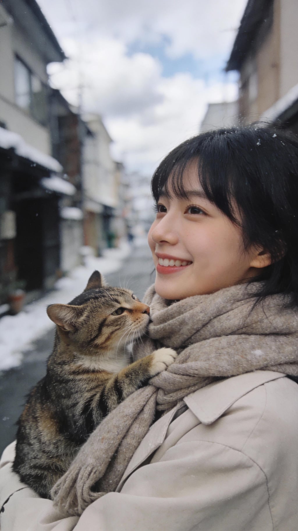 Guardian Cat Under the Winter Sky