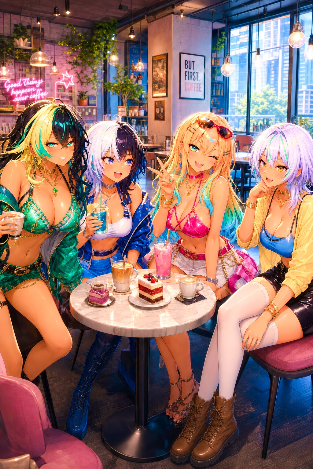 ギャルカフェ×女子会 | の人気AIイラスト・グラビア