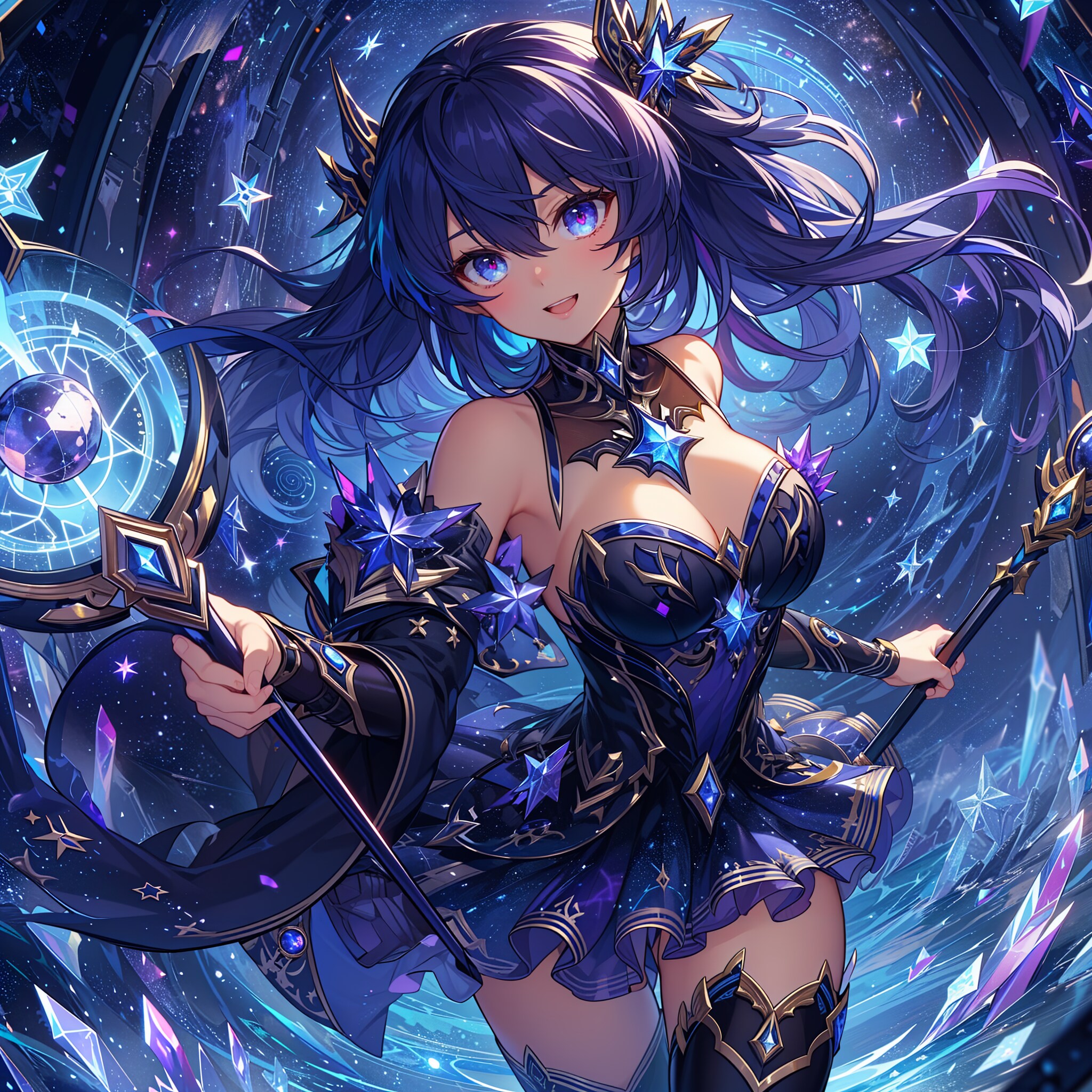 星のスタッフと藍色の世界
