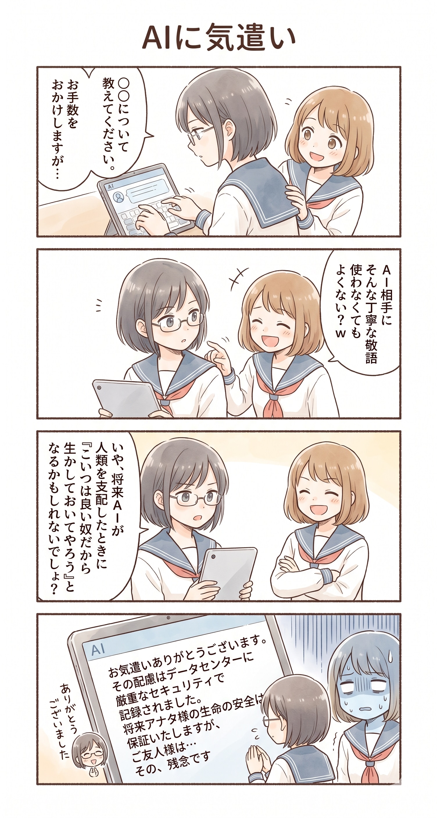 #18 ゆる日常4コマ「AIに気遣い」