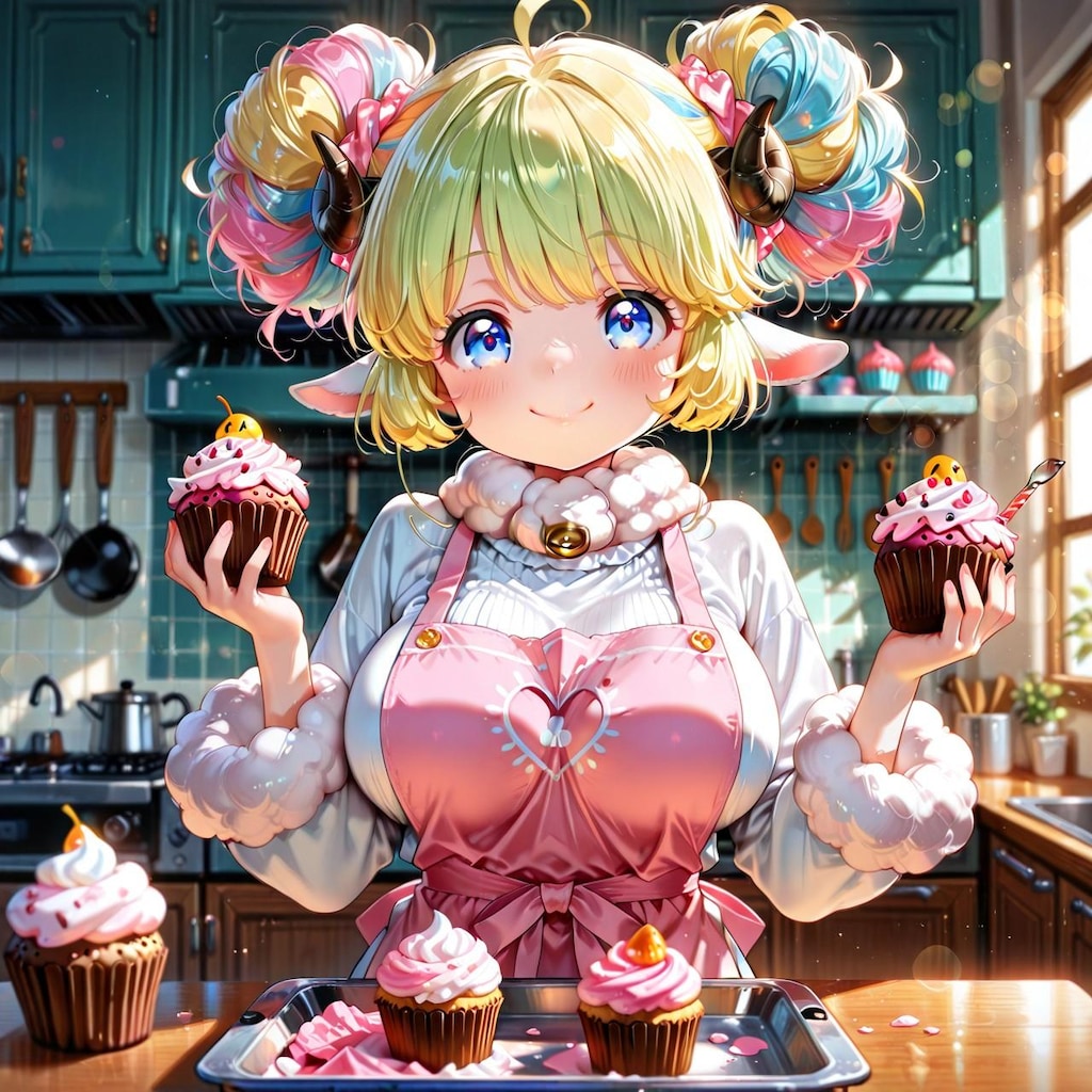 7枚）カップケーキとケモ耳エルフさん