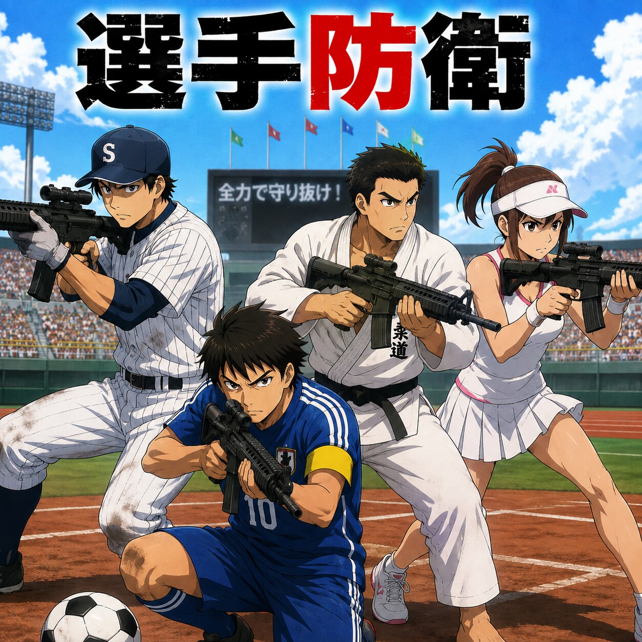 専守防衛→選手防衛 | の人気AIイラスト・グラビア