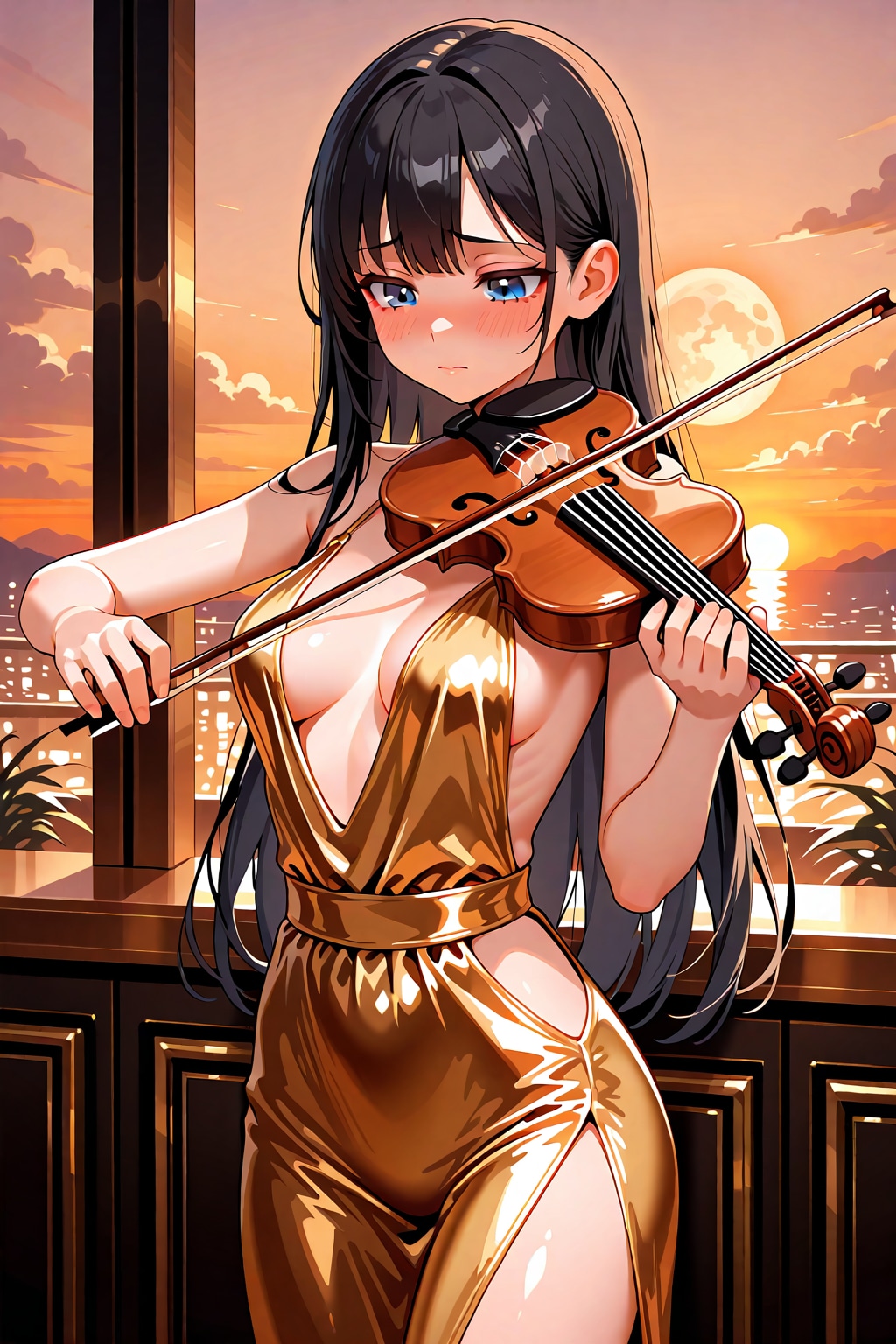 バイオリンを弾く葵さん(ちちぷい版)