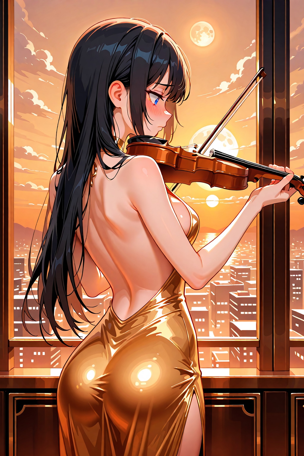 バイオリンを弾く葵さん(ちちぷい版)
