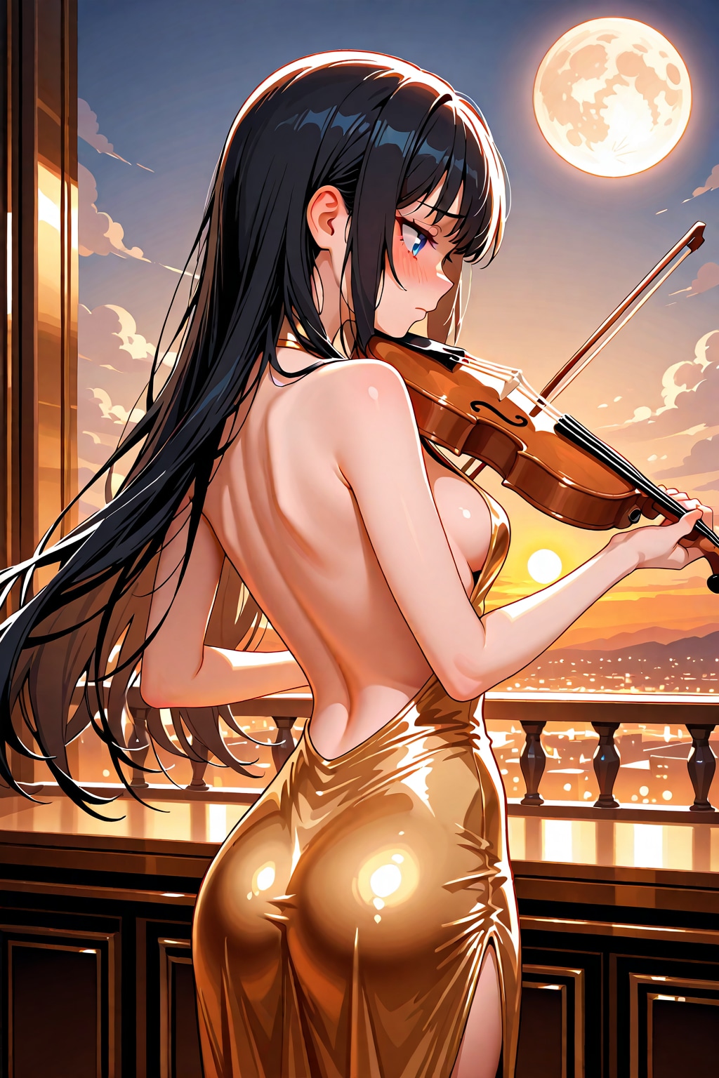 バイオリンを弾く葵さん(ちちぷい版)
