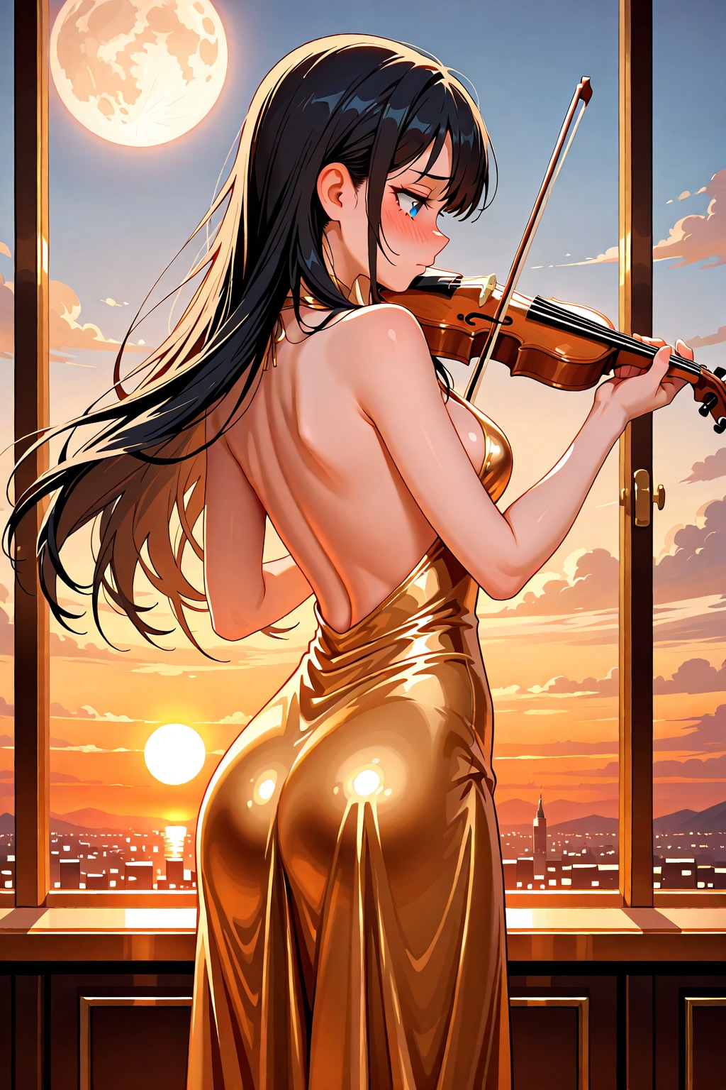 バイオリンを弾く葵さん(ちちぷい版)