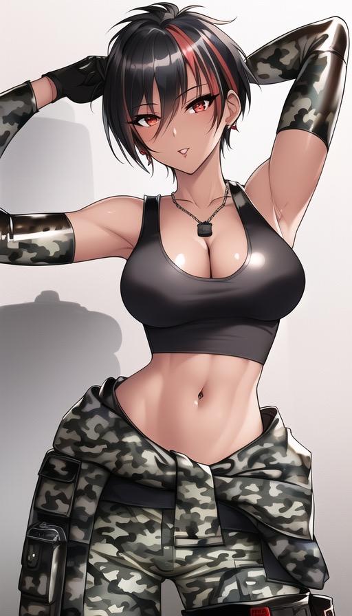 褐色ショート軍服ギャル