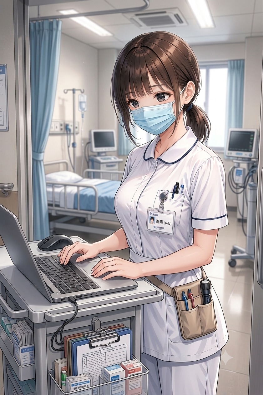 記録を書いているカナさん