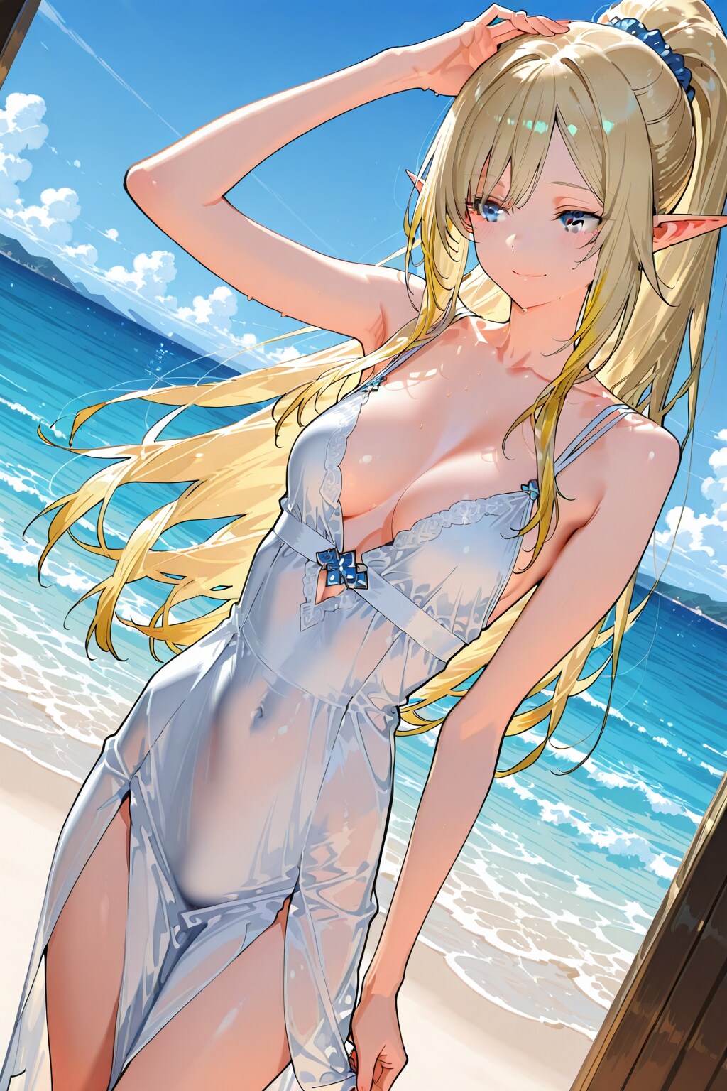【習作】オリジナルキャラ系のエルフ　ー夏のバカンスシーンの設定ー