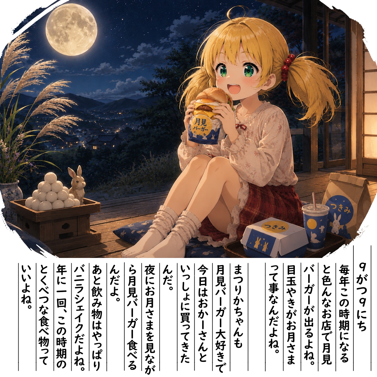 【絵日記】月見バーガーだよ | の人気AIイラスト・グラビア
