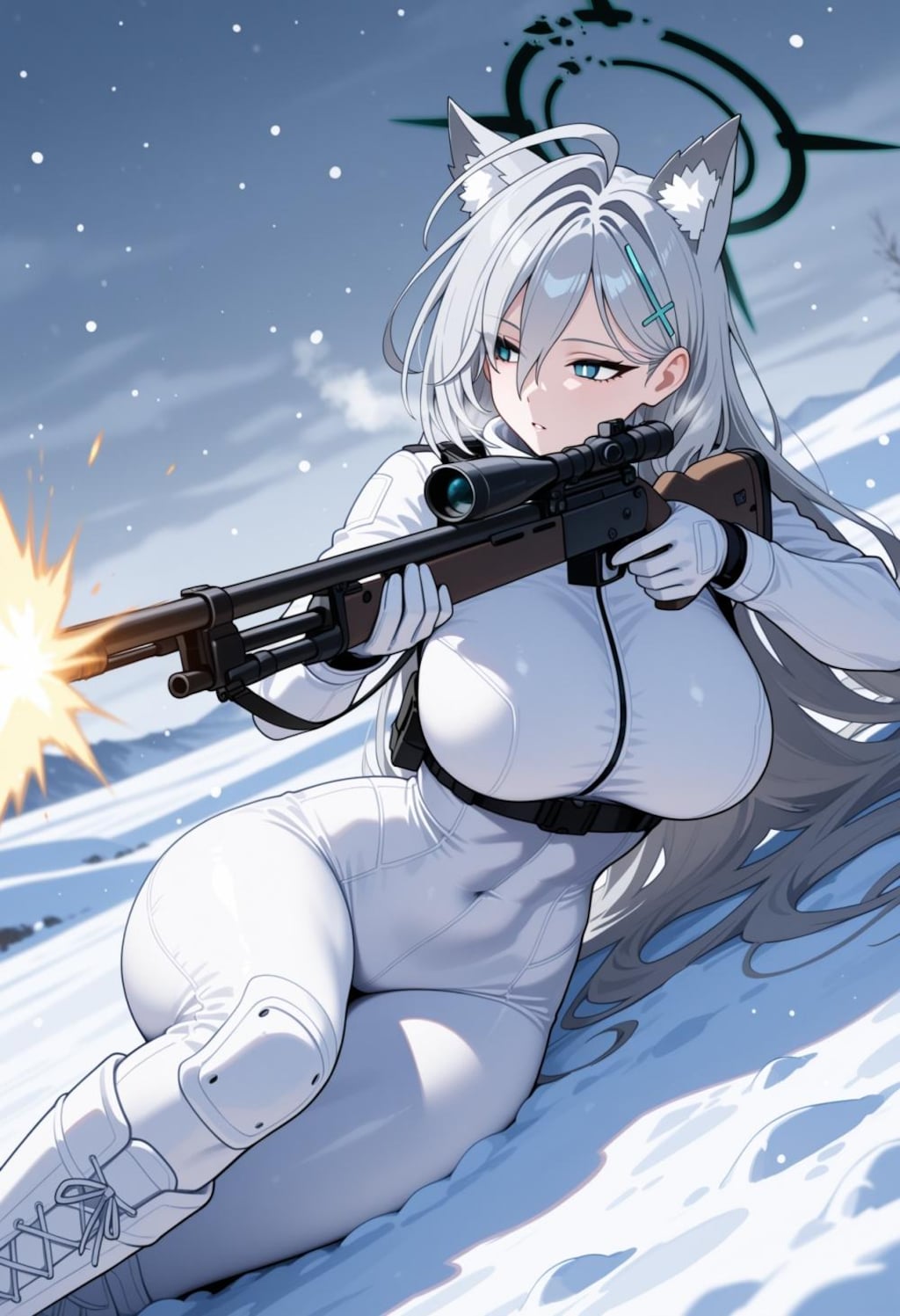 白雪の狙撃手等コスプレ人妻