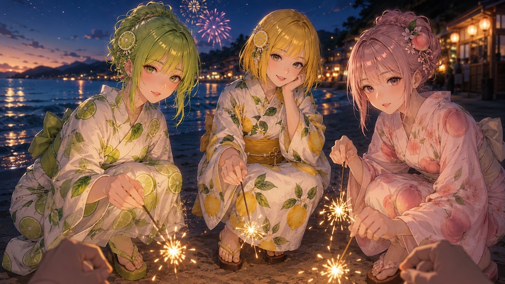 一緒に花火しよ！（ライム、レモン、ピーチ）