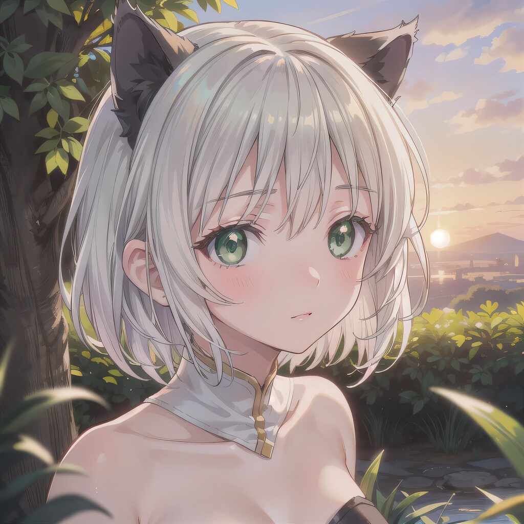 銀髪ボブで薄着の少女