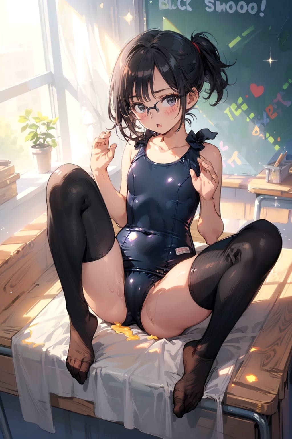 スク水タイツの眼鏡っ娘