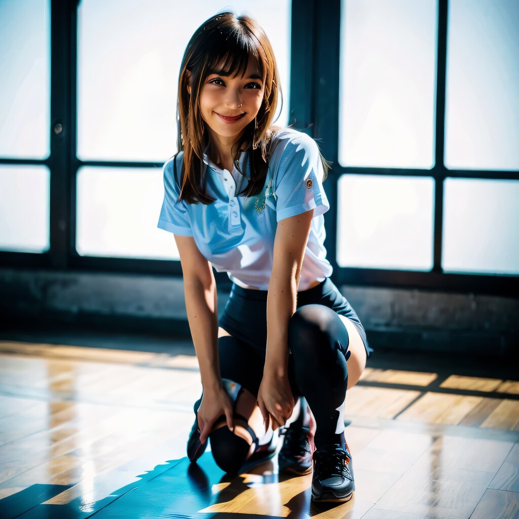 黒髪ロングでワイシャツの美女８