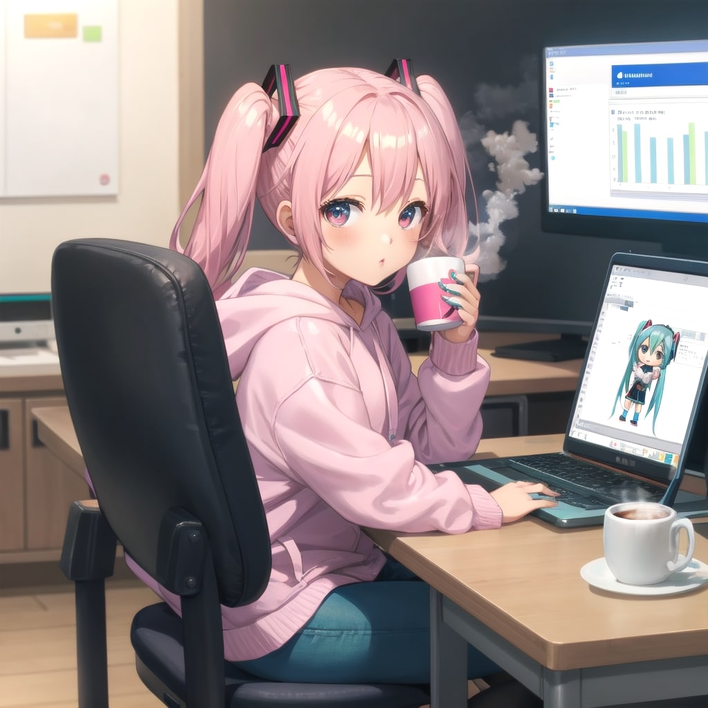 ピンクヘアのミク