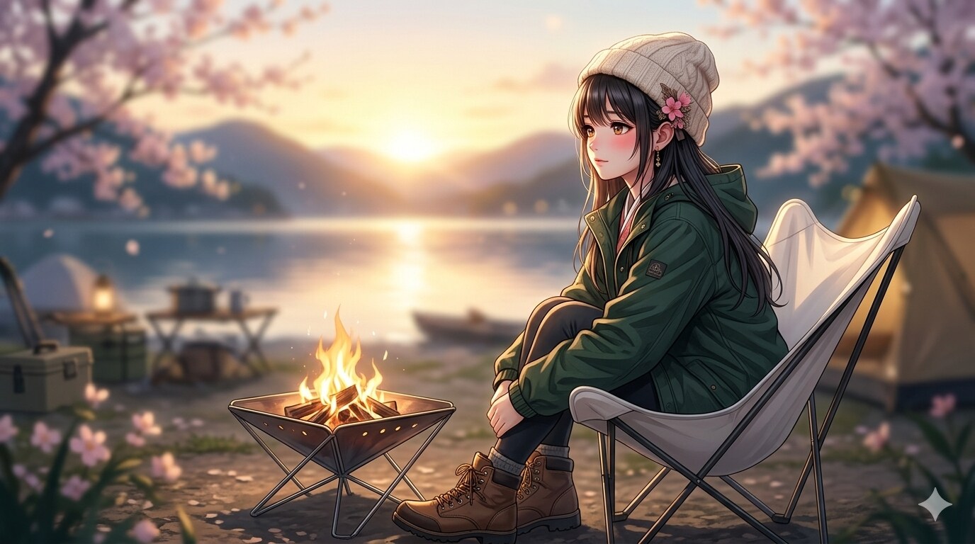 湖畔の焚火 | の人気AIイラスト・グラビア