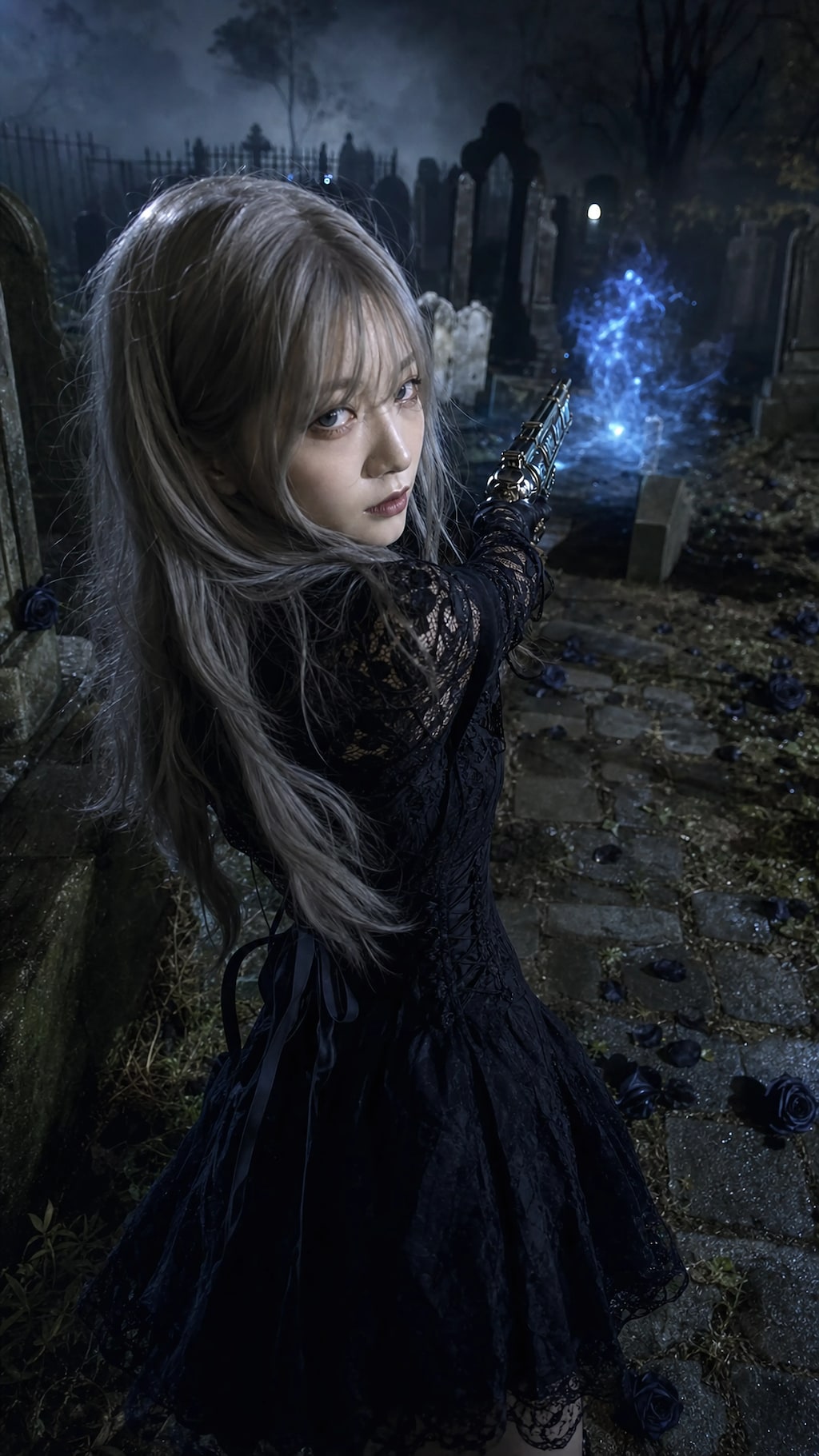 Moonlit Hunter of Black Roses