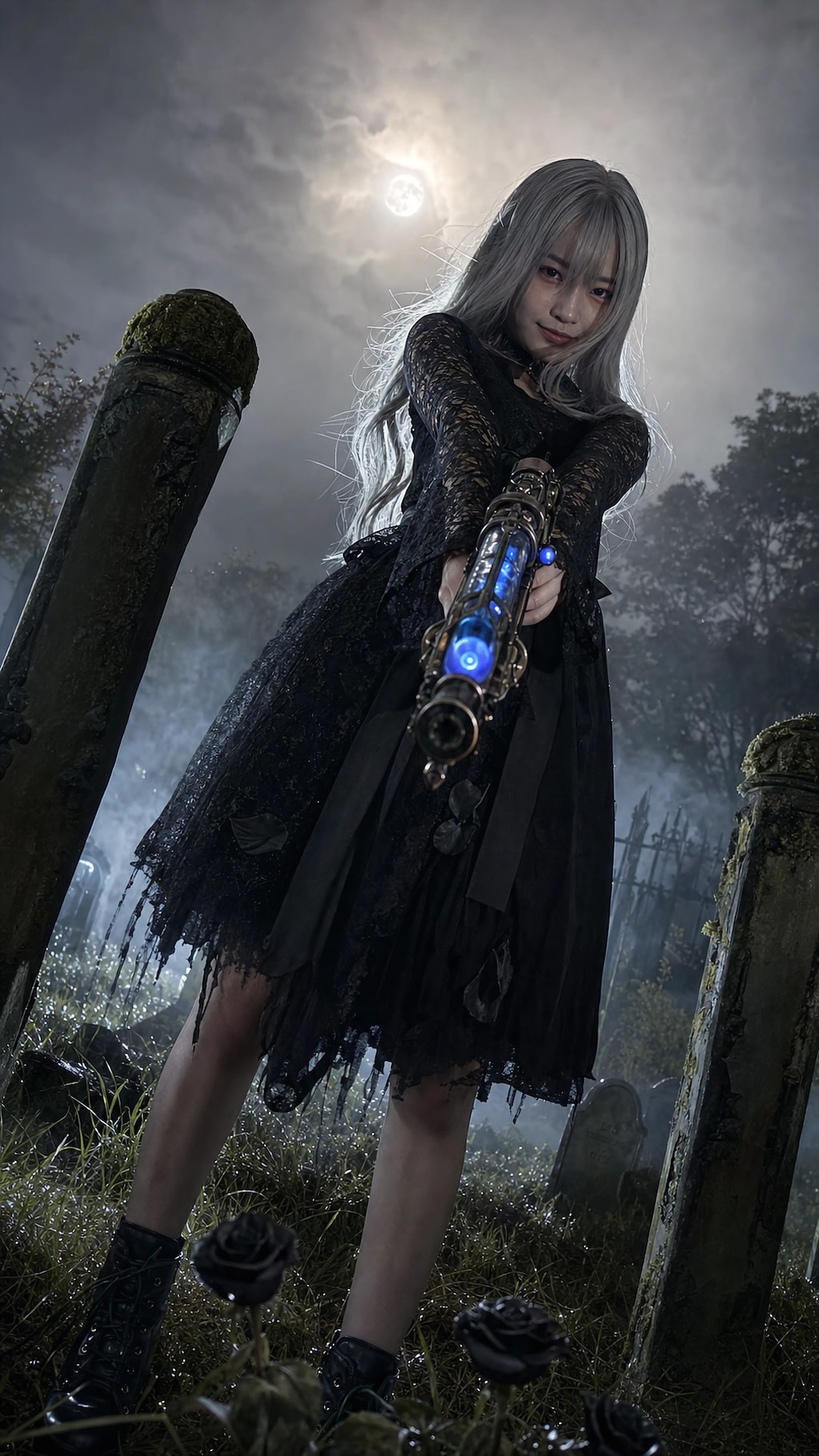 Moonlit Hunter of Black Roses