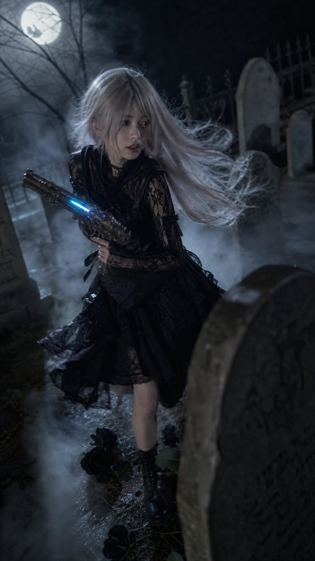 Moonlit Hunter of Black Roses