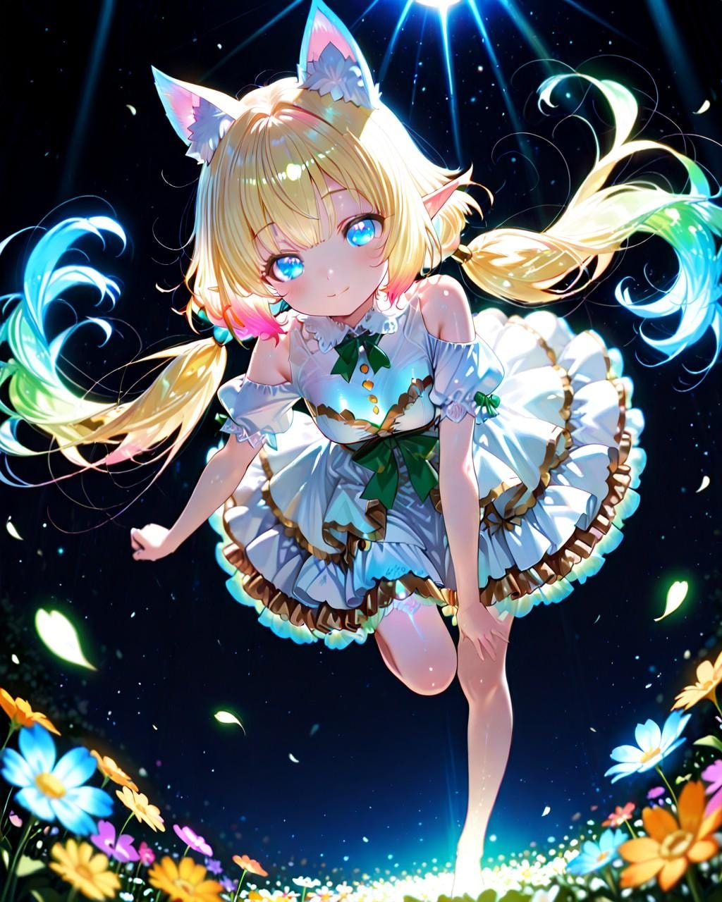 4枚）ネオン系ケモ耳エルフさん