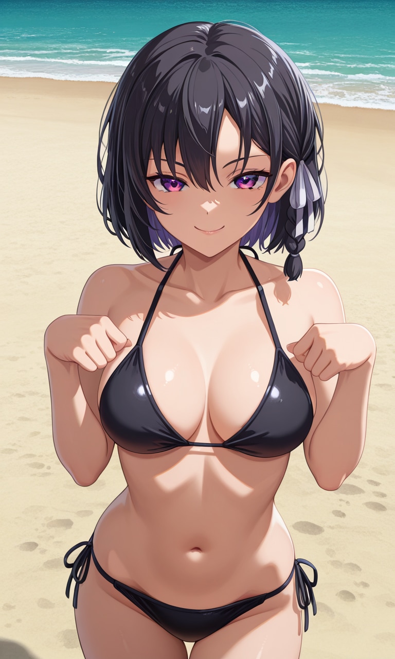 PixAIで黒ビキニで堀北鈴音2年生編ver.👙🏝️❤️