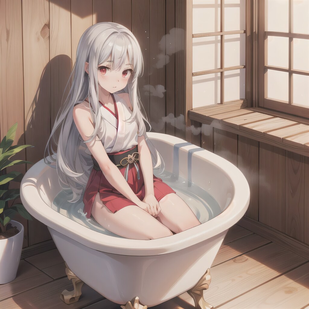 銀髪ロングでお風呂の少女１１