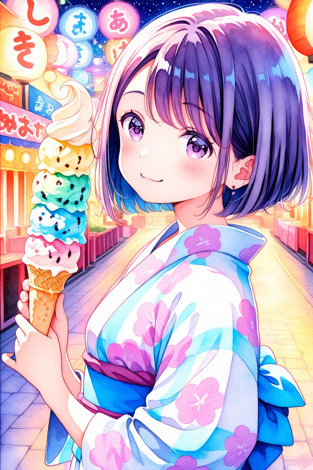 「恋の4段重ね、お祭りの夜に溶けちゃう前に 🍧✨」