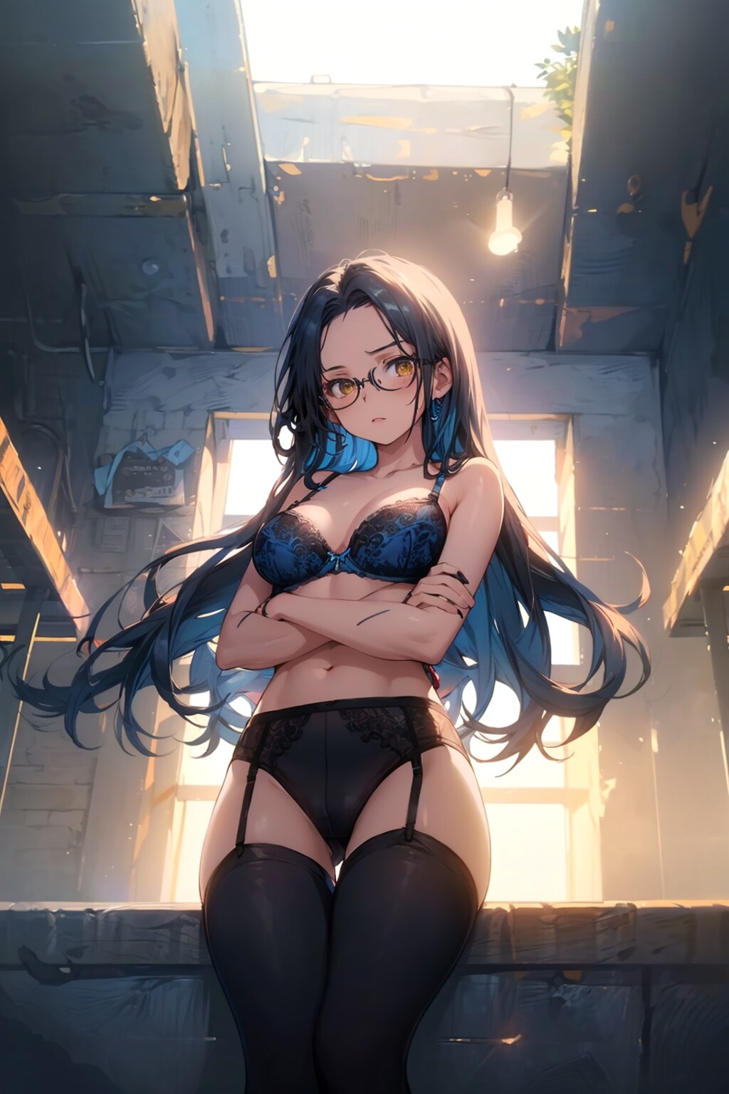 下着の眼鏡っ娘