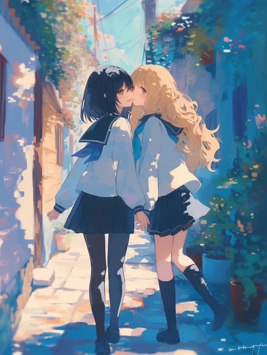 キスしたい二人のJK115 | の人気AIイラスト・グラビア