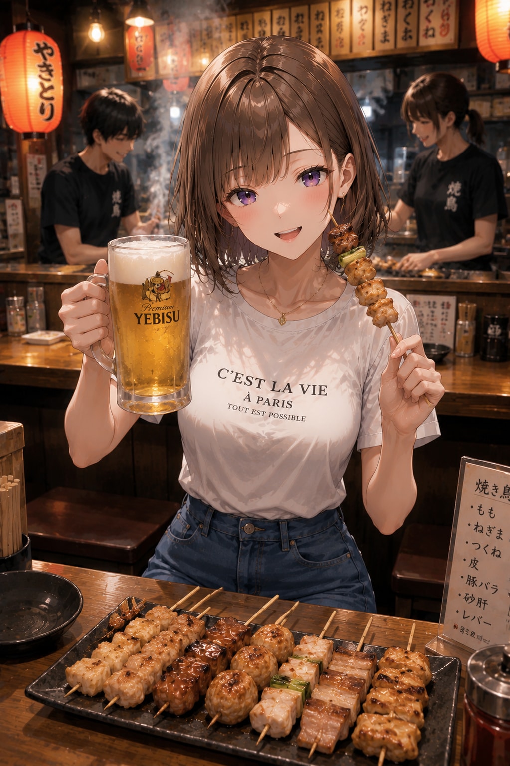 焼き鳥屋にて