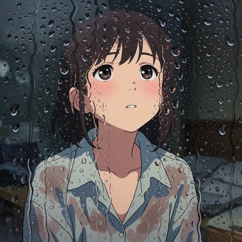 雨空を見上げる猫耳さん