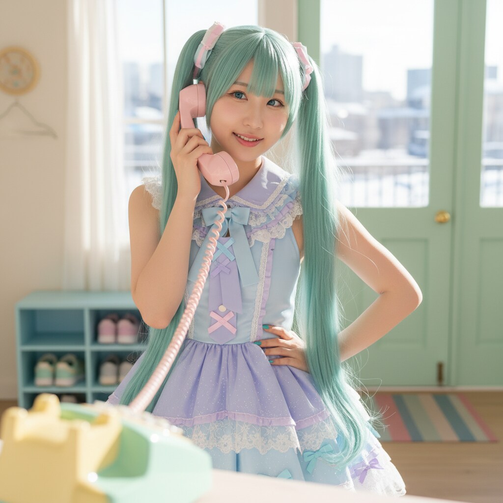みどツイさん。電話中