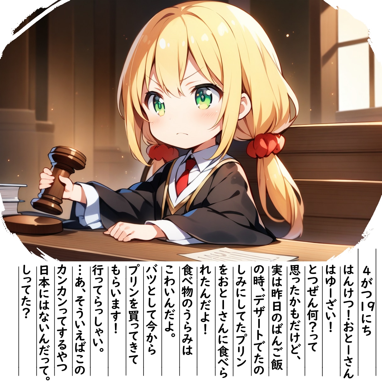 【絵日記】プリンさいばんをはじめます！ | の人気AIイラスト・グラビア