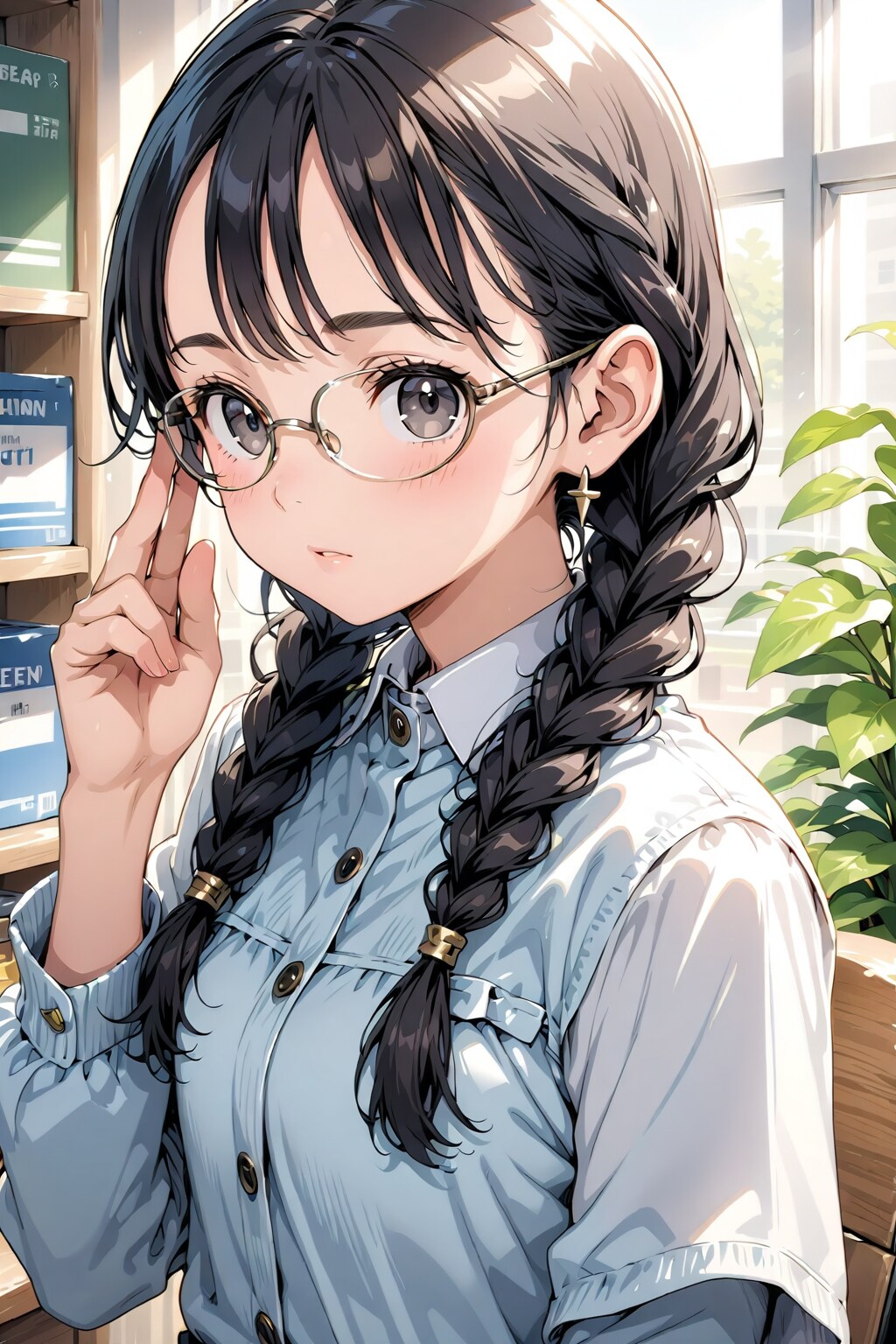 眼鏡三つ編みちゃん | の人気AIイラスト・グラビア