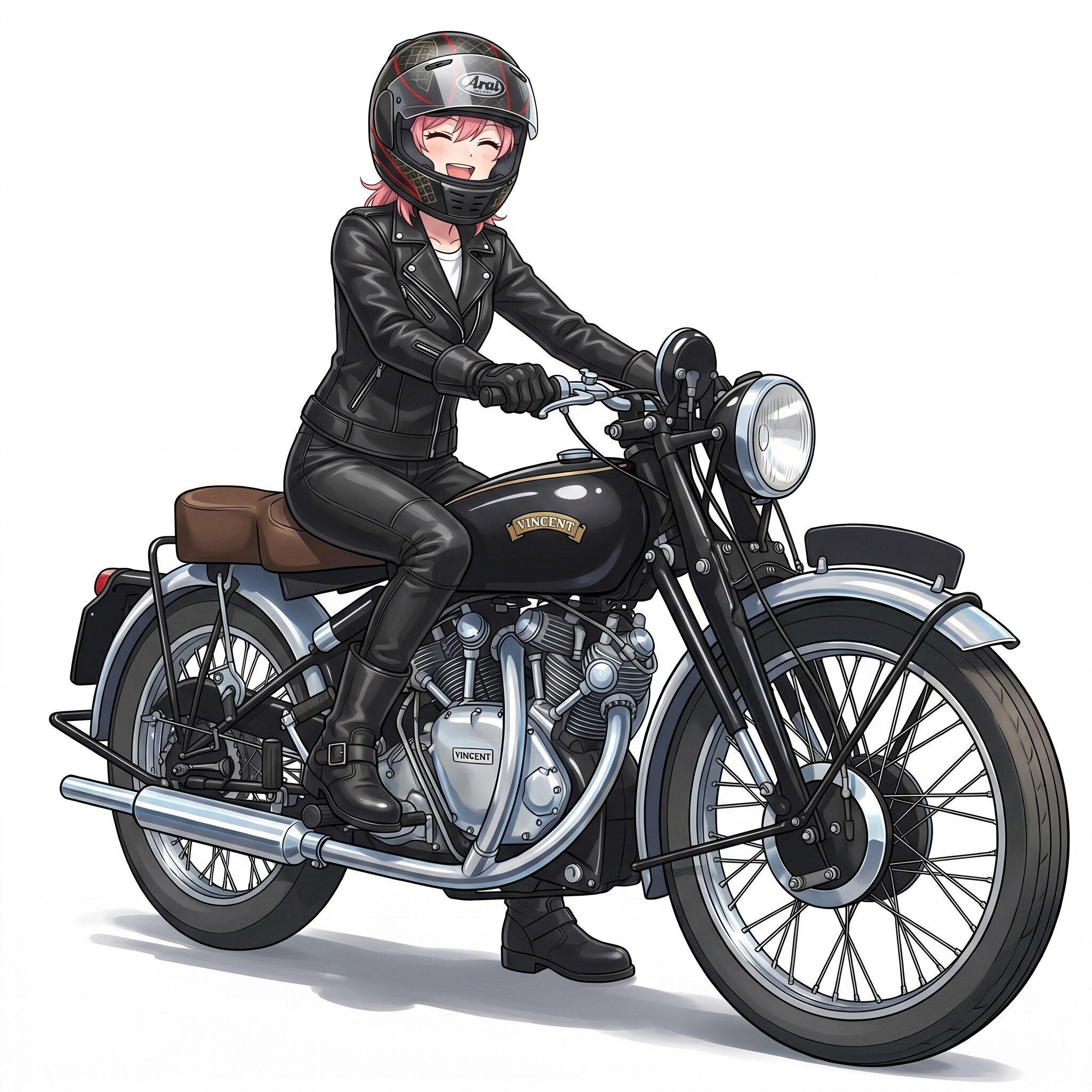 <リカちゃん>お店に修理で入ってきたバイクの試運転 | の人気AIイラスト・グラビア