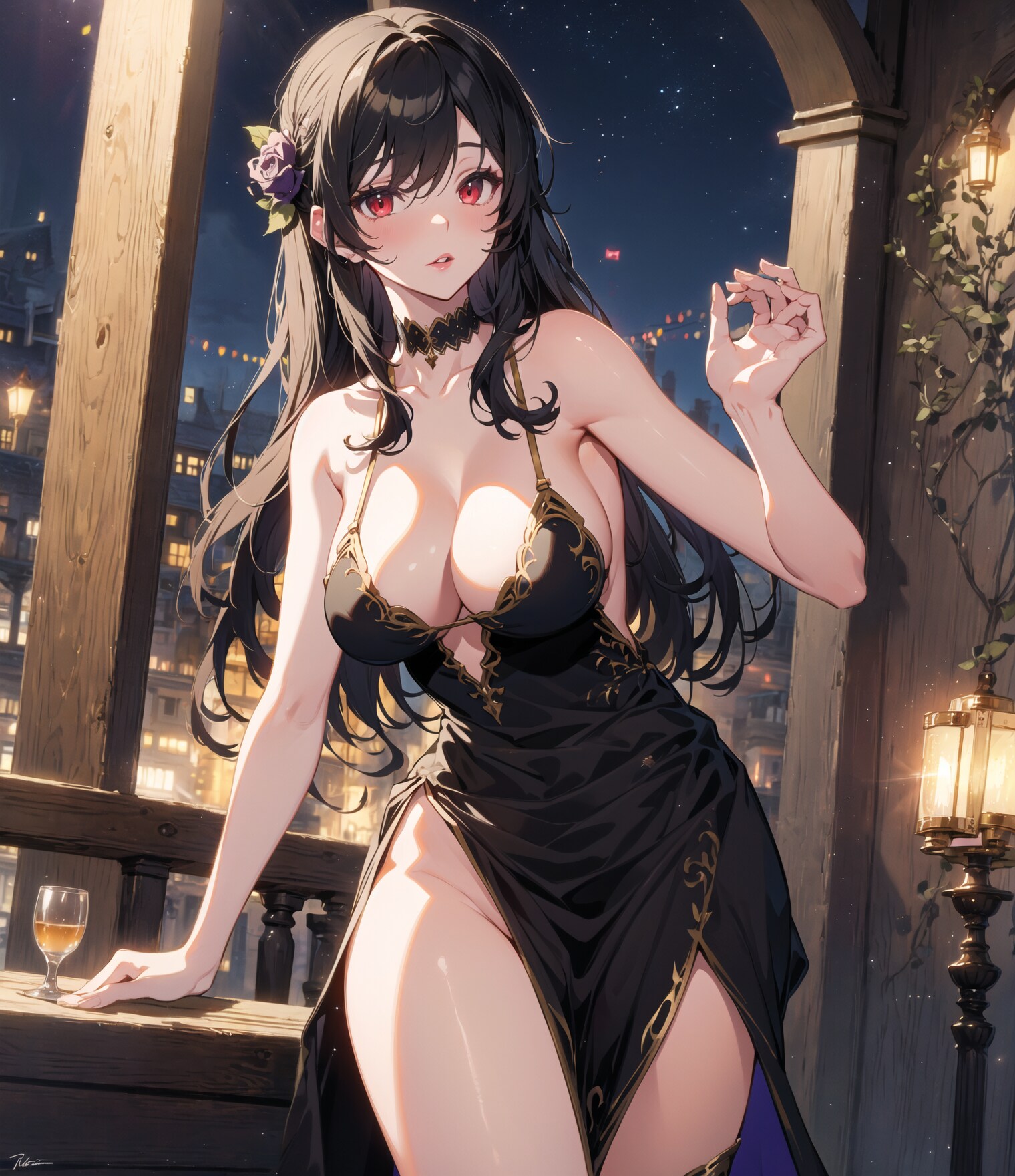 美女と夜景