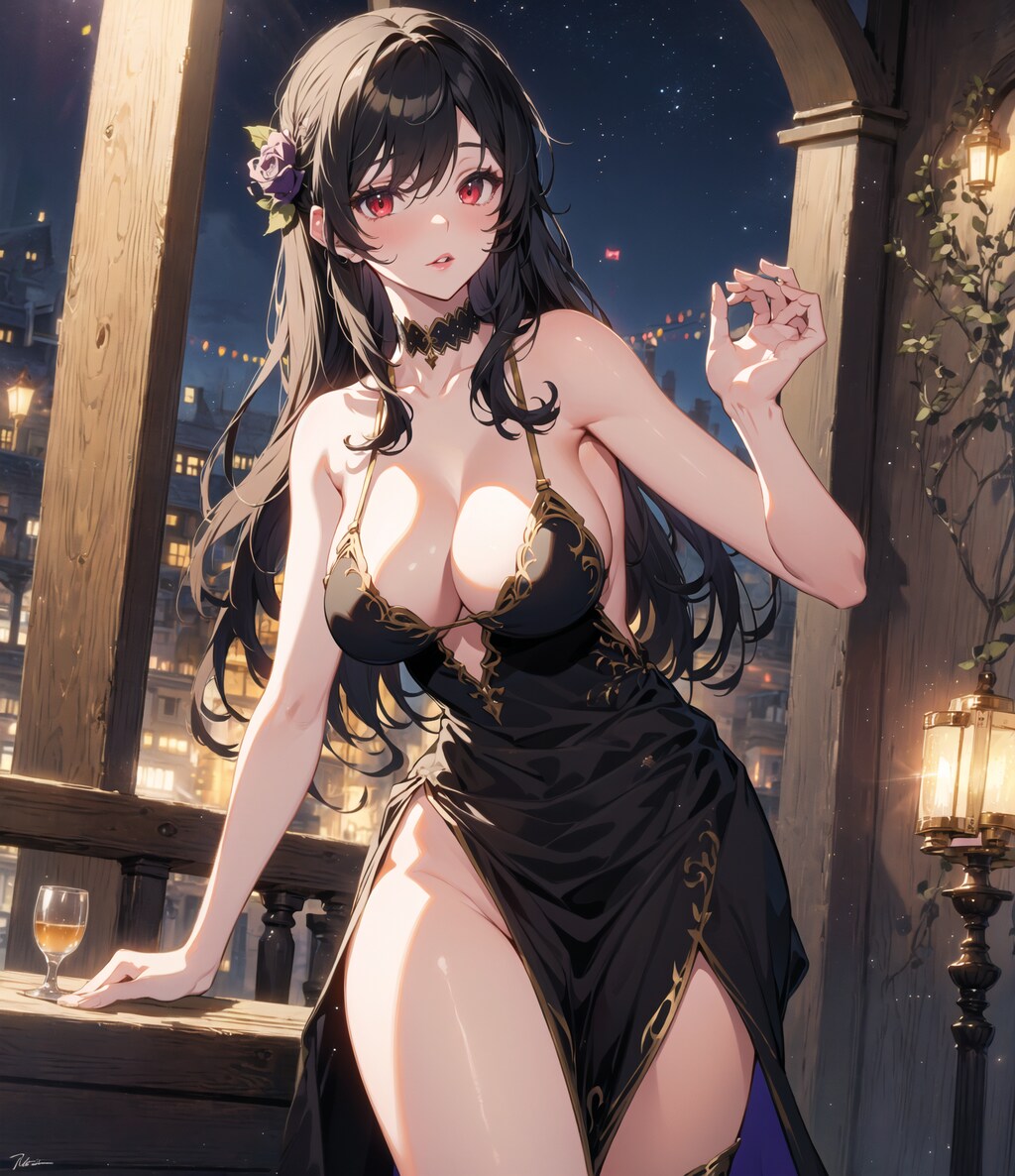 美女と夜景
