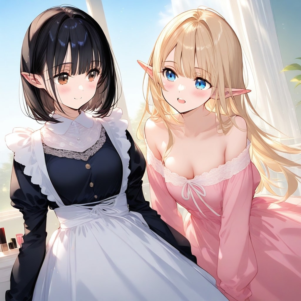 エルフと黒髪 11 | の人気AIイラスト・グラビア