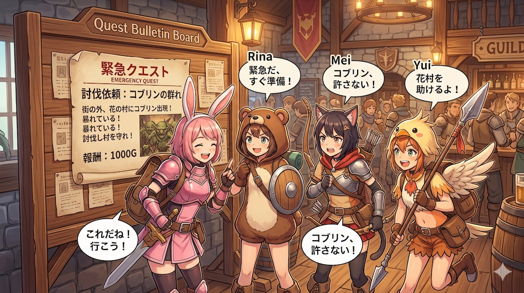 【All0512IV】冒険者ギルドで緊急クエスト発生「郊外の村にコブリンの群れが現れて暴れている、討伐要請を受けて急いで向かう。（Integrated）
