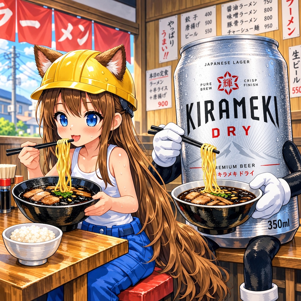 富山ブラックを食べる小さな女の子