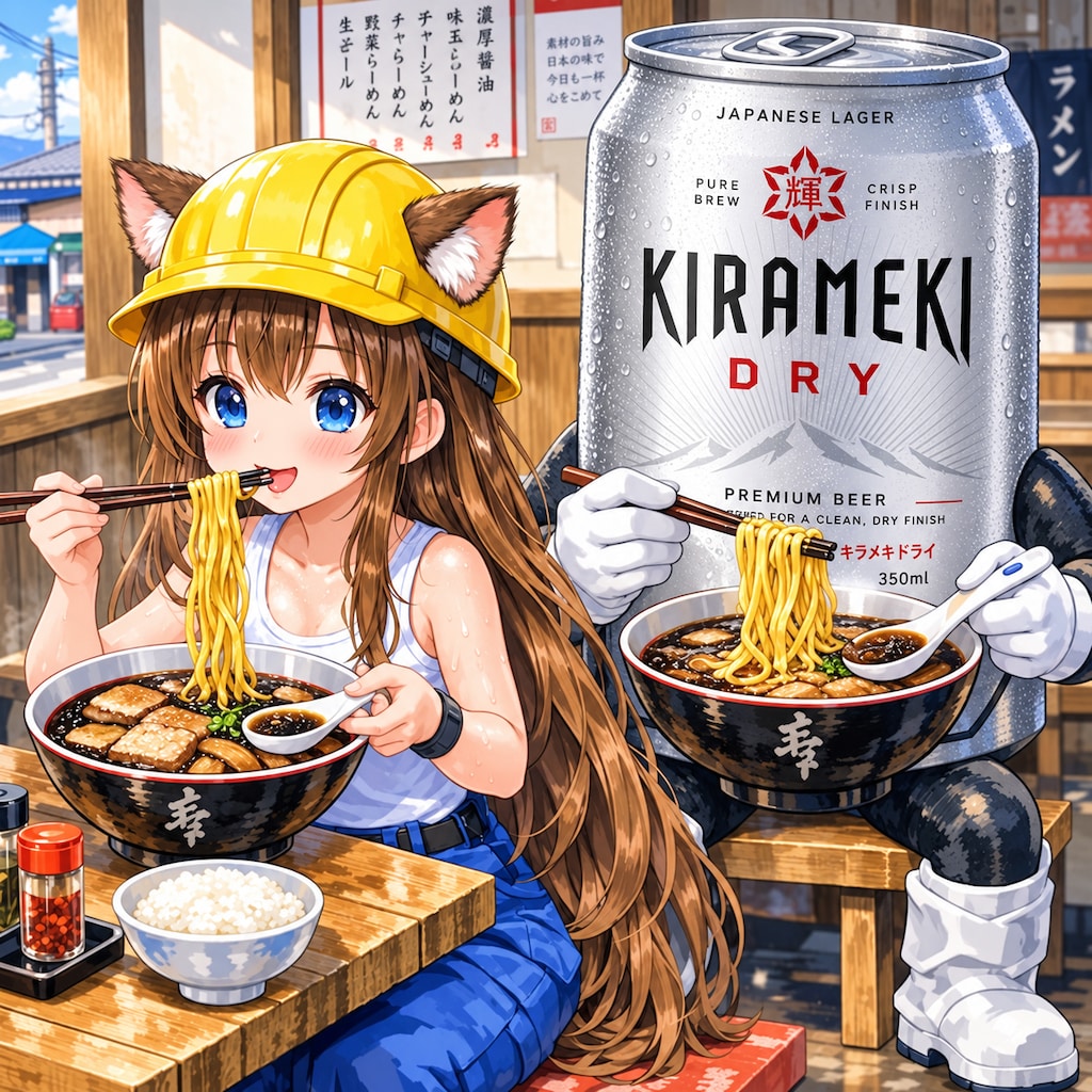 富山ブラックを食べる小さな女の子