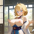 おっぱいが丸出しになっていることに気付いた、忍者になりたい金髪の女の子。 3枚目