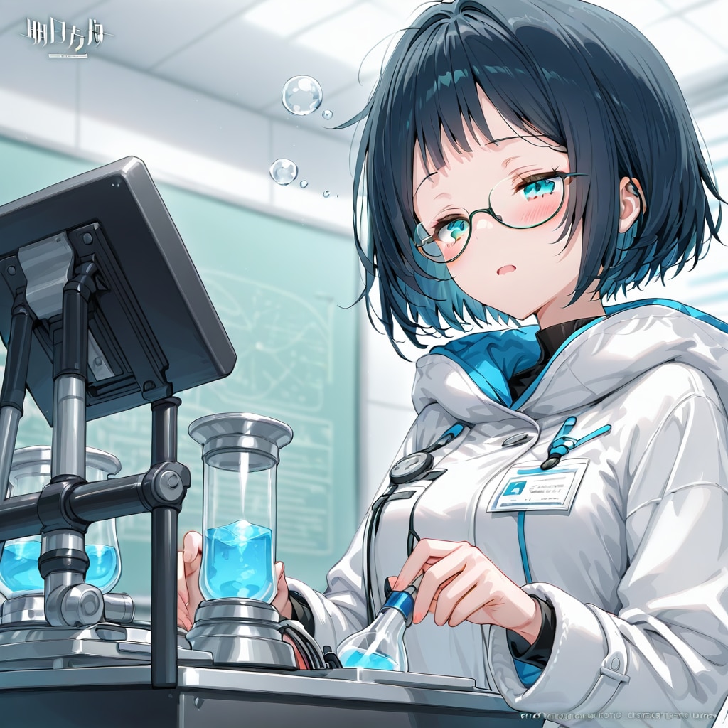 実験をする眠そうな科学者