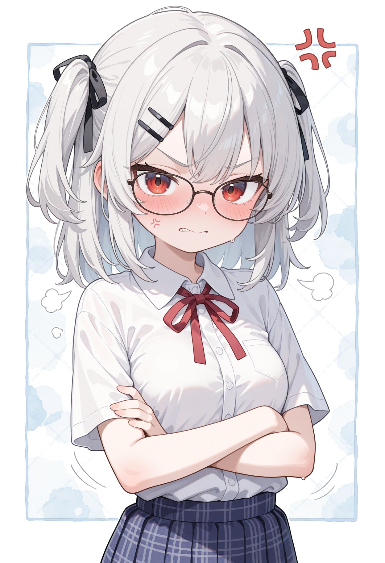 怒ってるつりメガネ少女