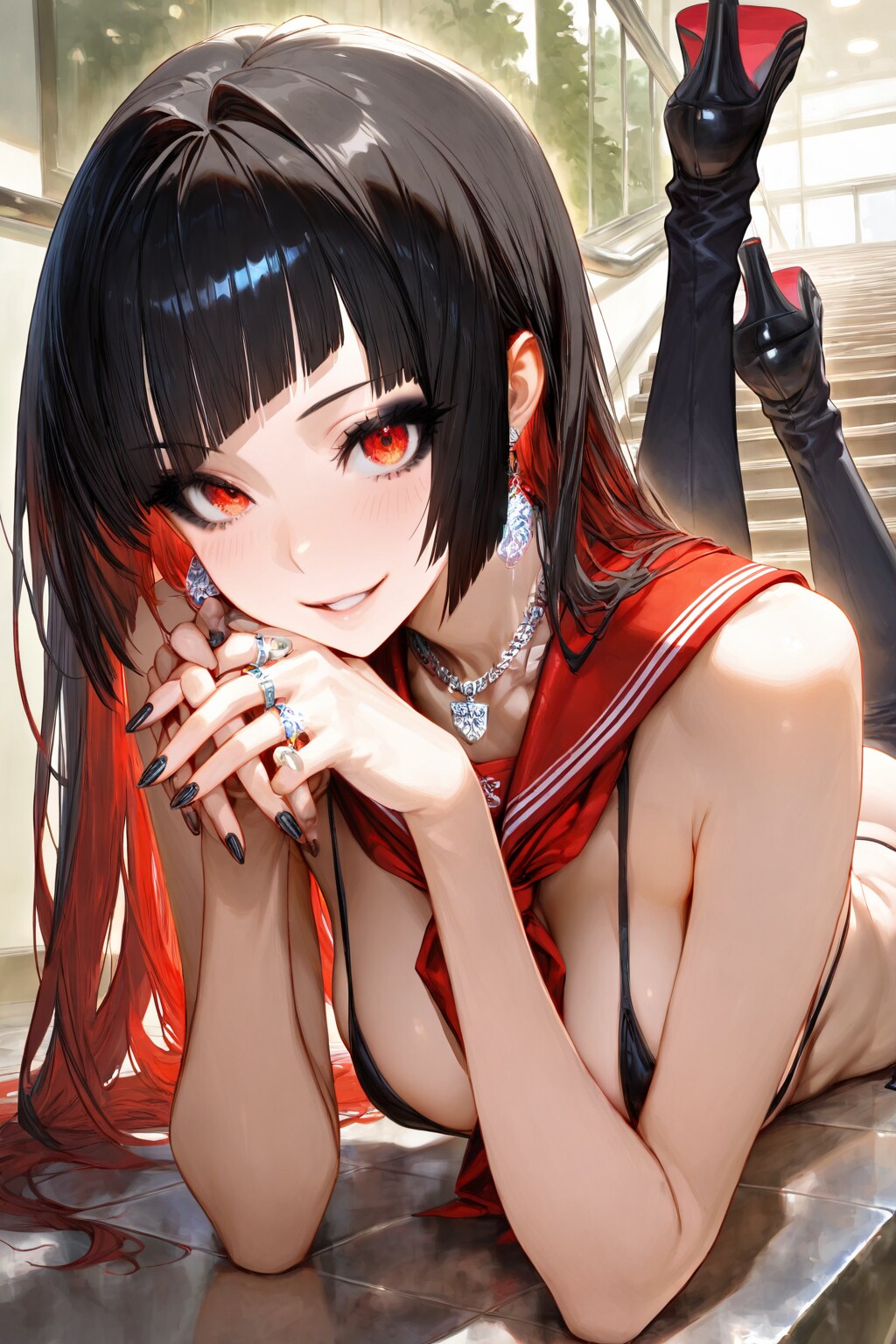 寝そべる女の子