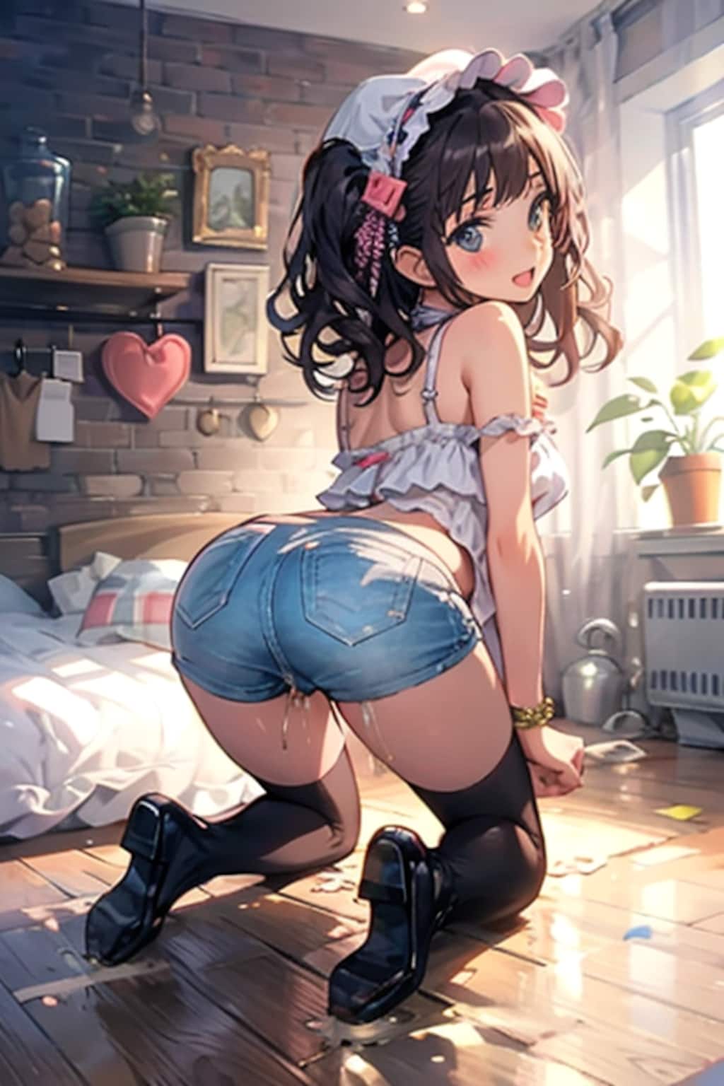 ハートのようなお尻、振り向いた姿にキュン❤