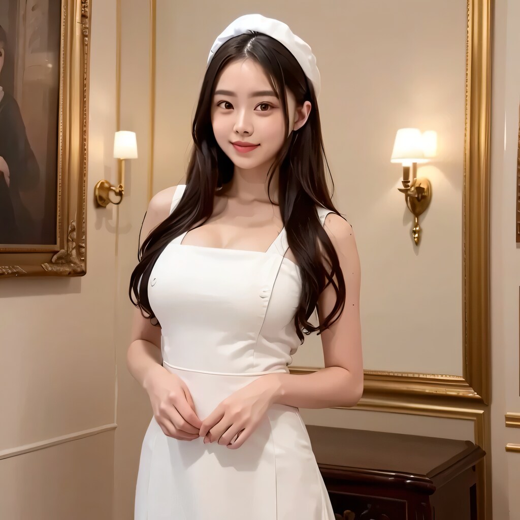 黒髪ロングでメイド服の美女９１