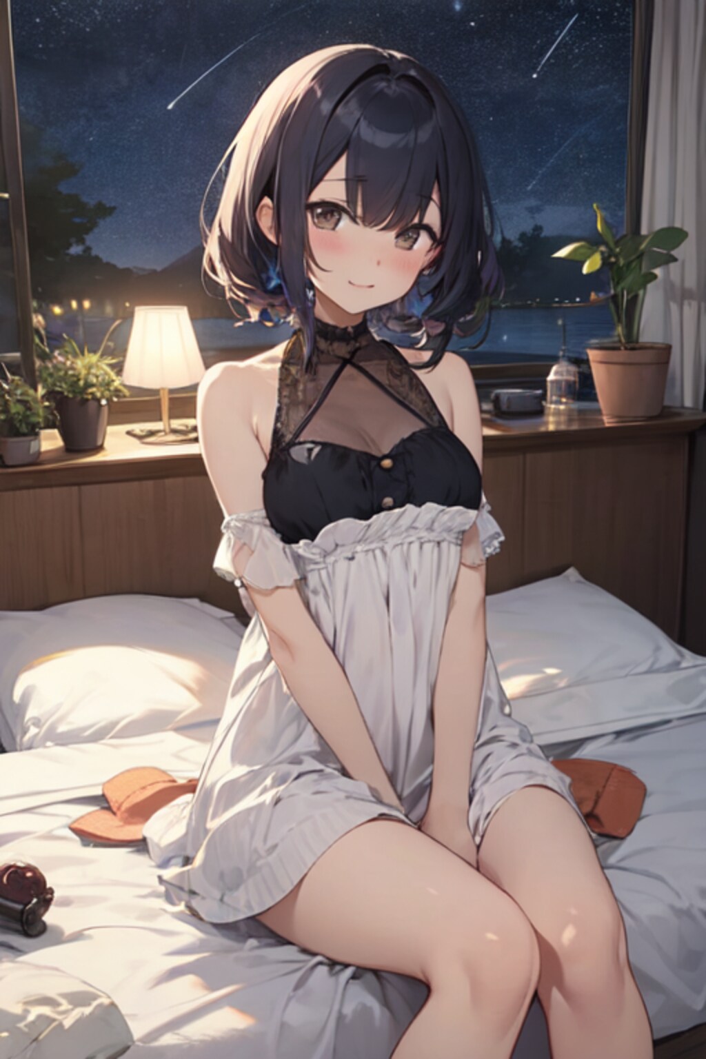 「都会でお買い物の後はキャミソール風ランジェリーよ。下着風外出着を脱がせたらすぐ下が裸とはびっくりね♥」（ランジェリー・パニックの５）